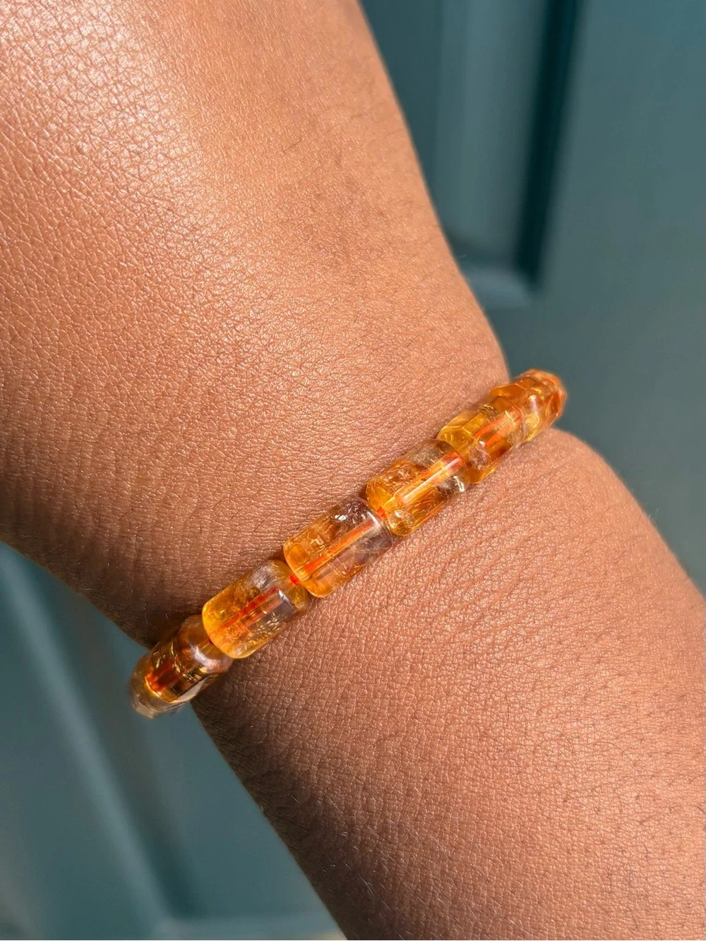 HQ Golden Citrine Barrel Crystal Bracelet